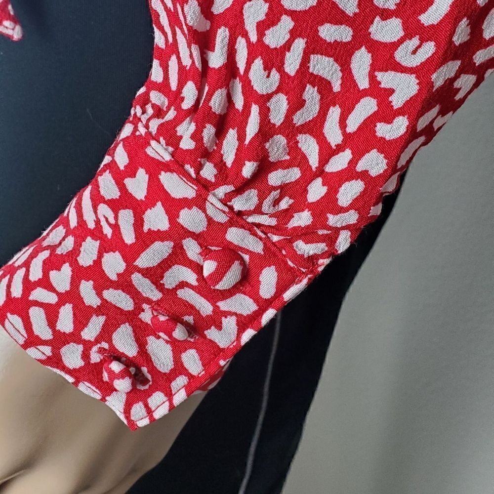 Talbots Red & White Wrap Blouse - Picture 7 of 7